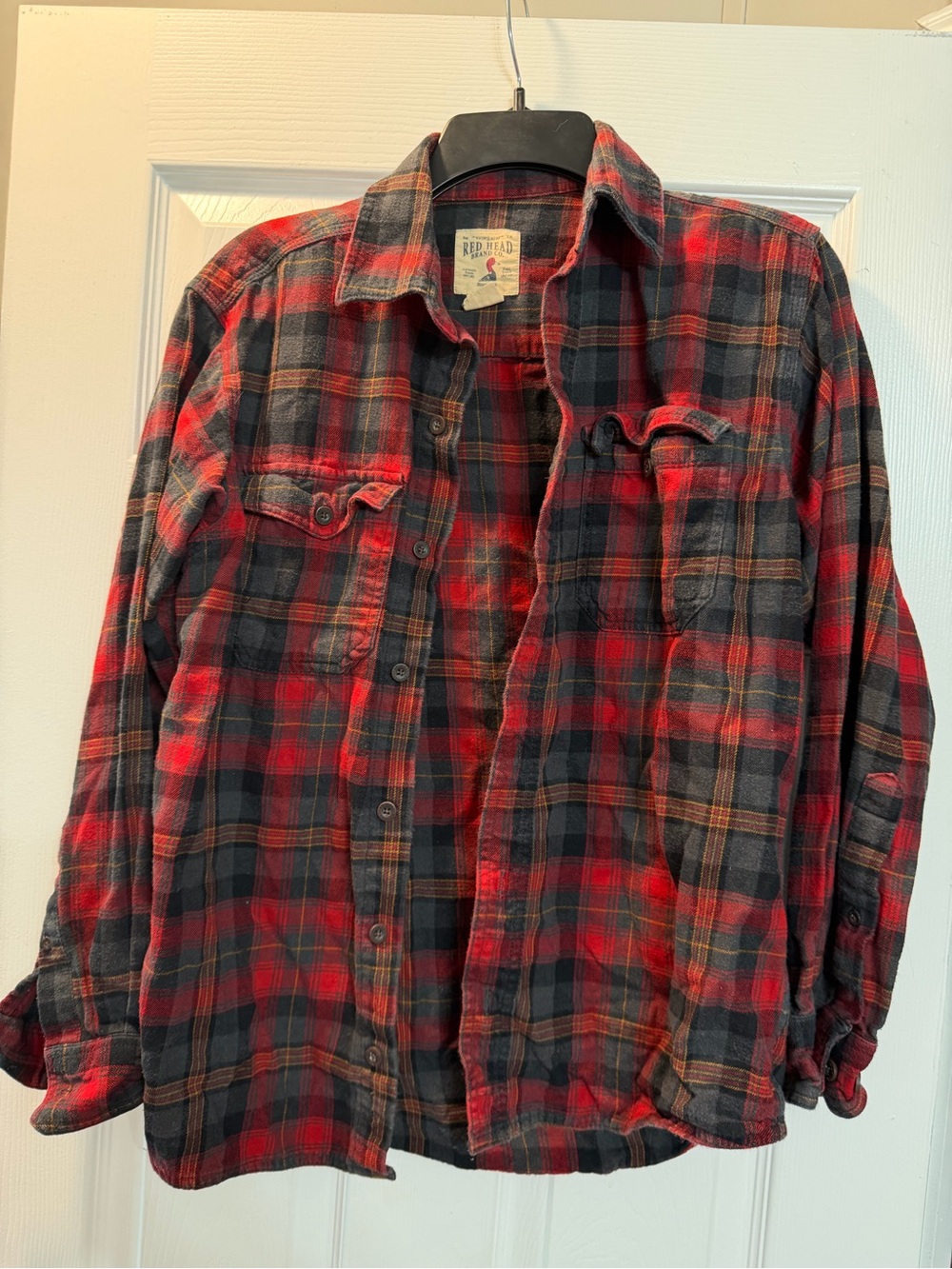 Red & Gray Plaid Red Head Flannel Button-Up Shirt